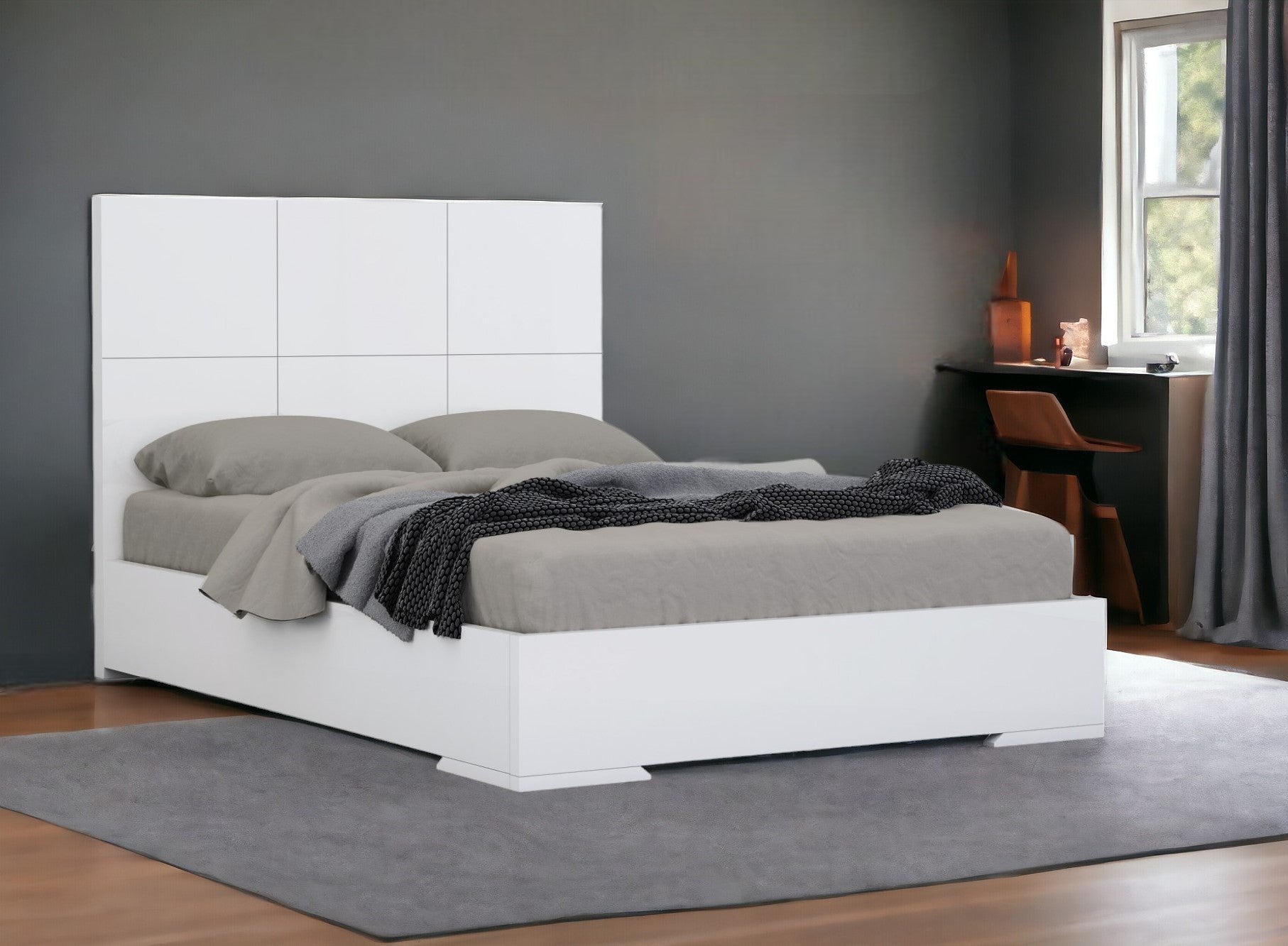 White Contemporary King Bed Frame-1