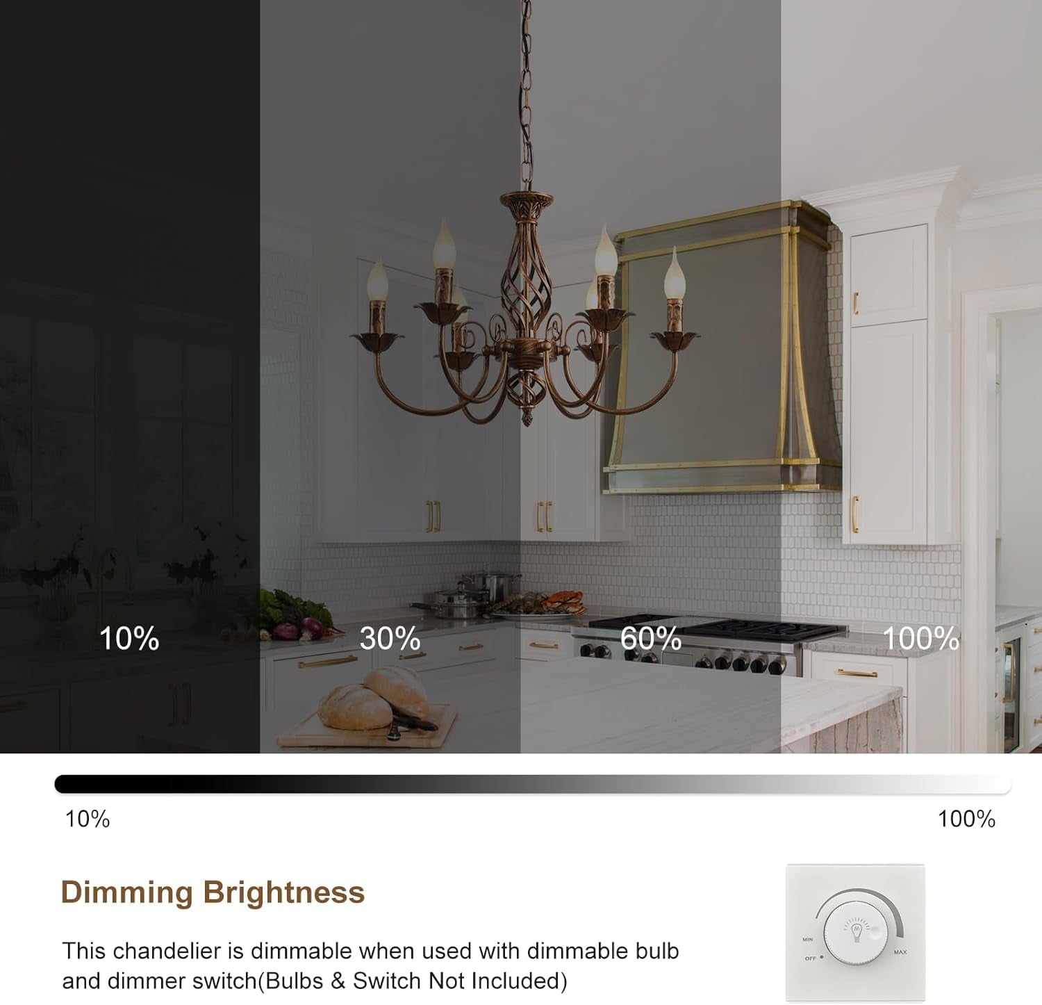 Bronze Rustic Farmhouse Chandelier 6 Light Pendant-4