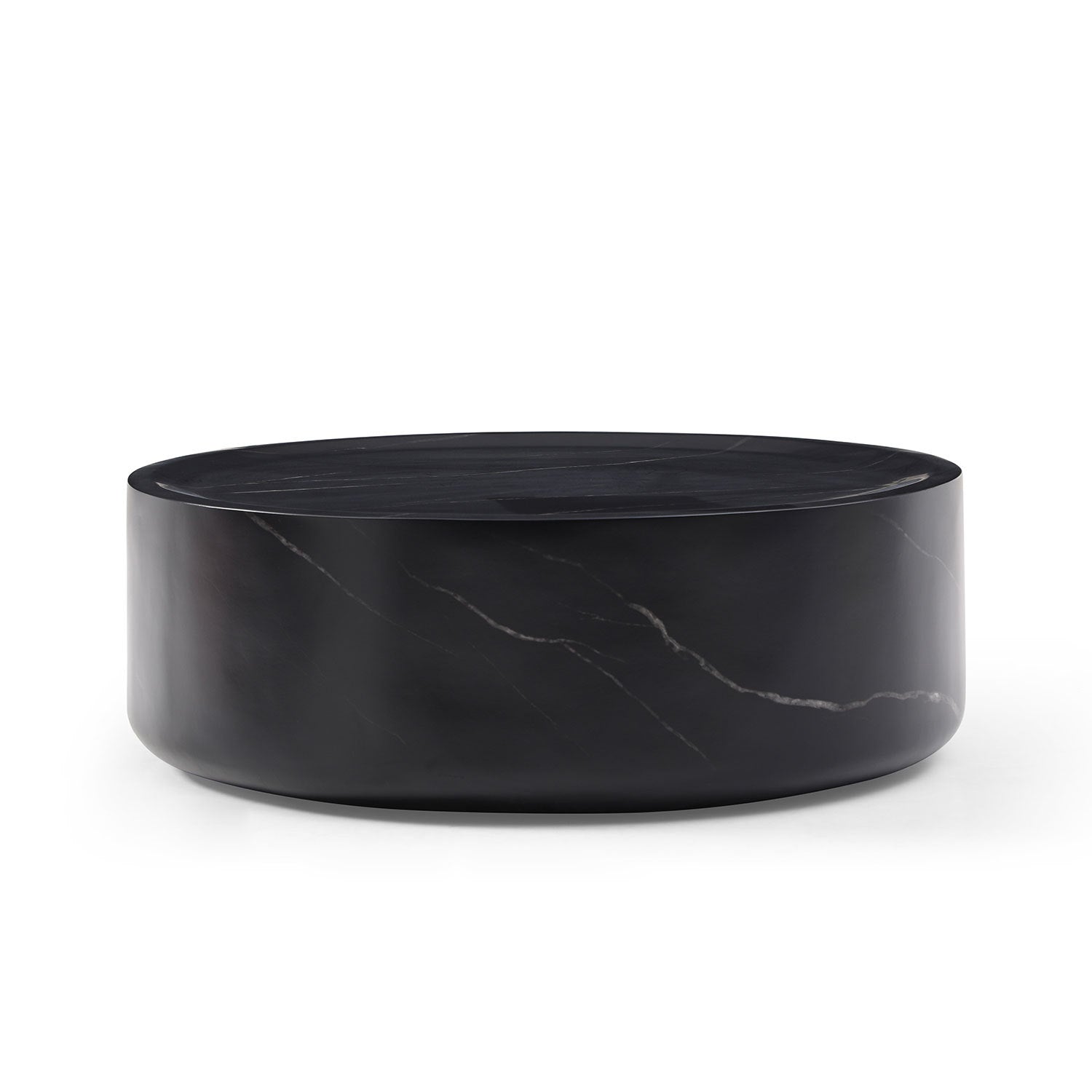 Round Black Marble Fiberglass Coffee Table-3