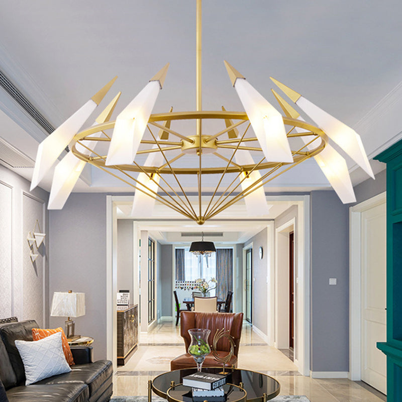 Elara's Modern Chandelier - Two-Tone Glass Elegance (8-Light)