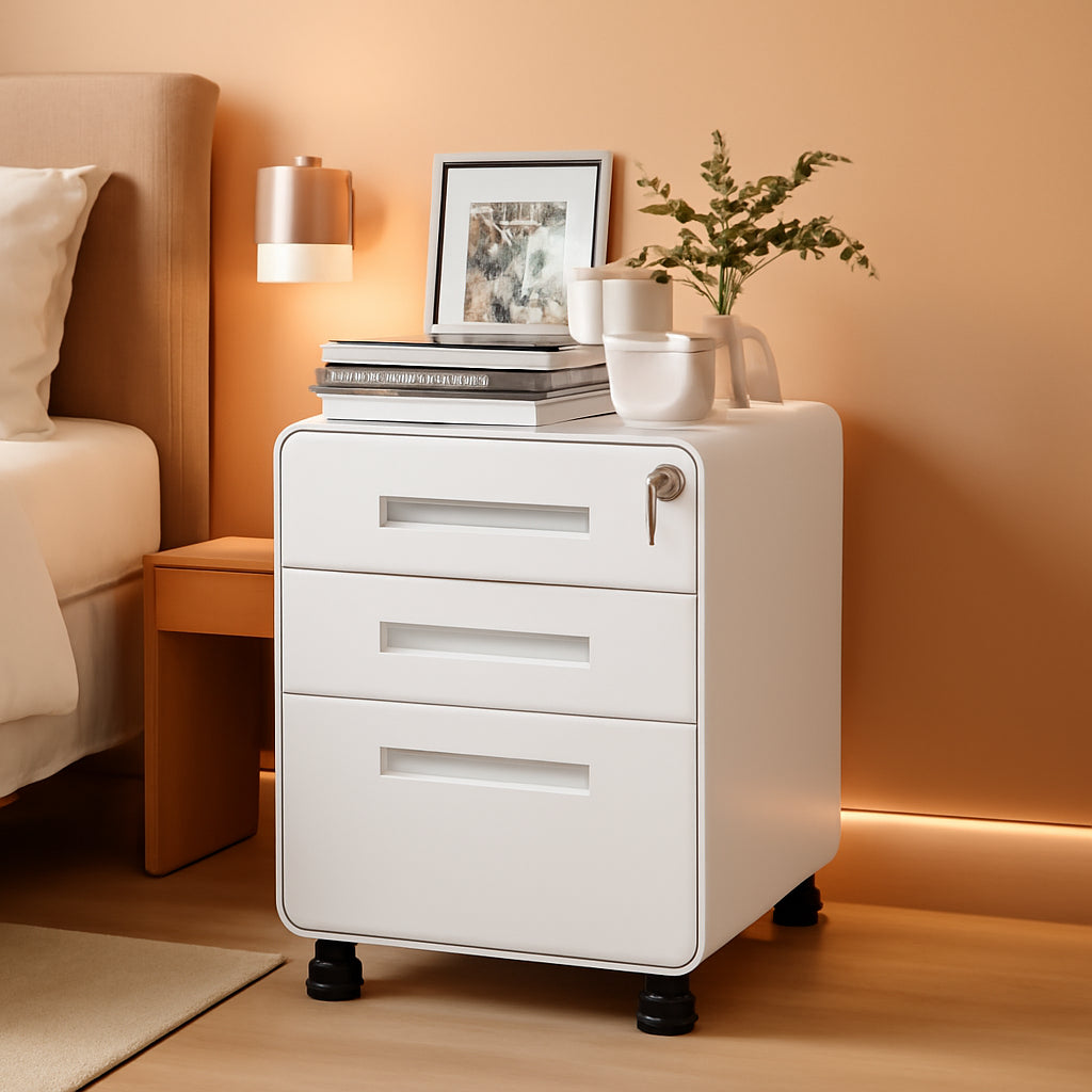 Mobile File Cabinet Home Office 3 Drawer White Under Desk