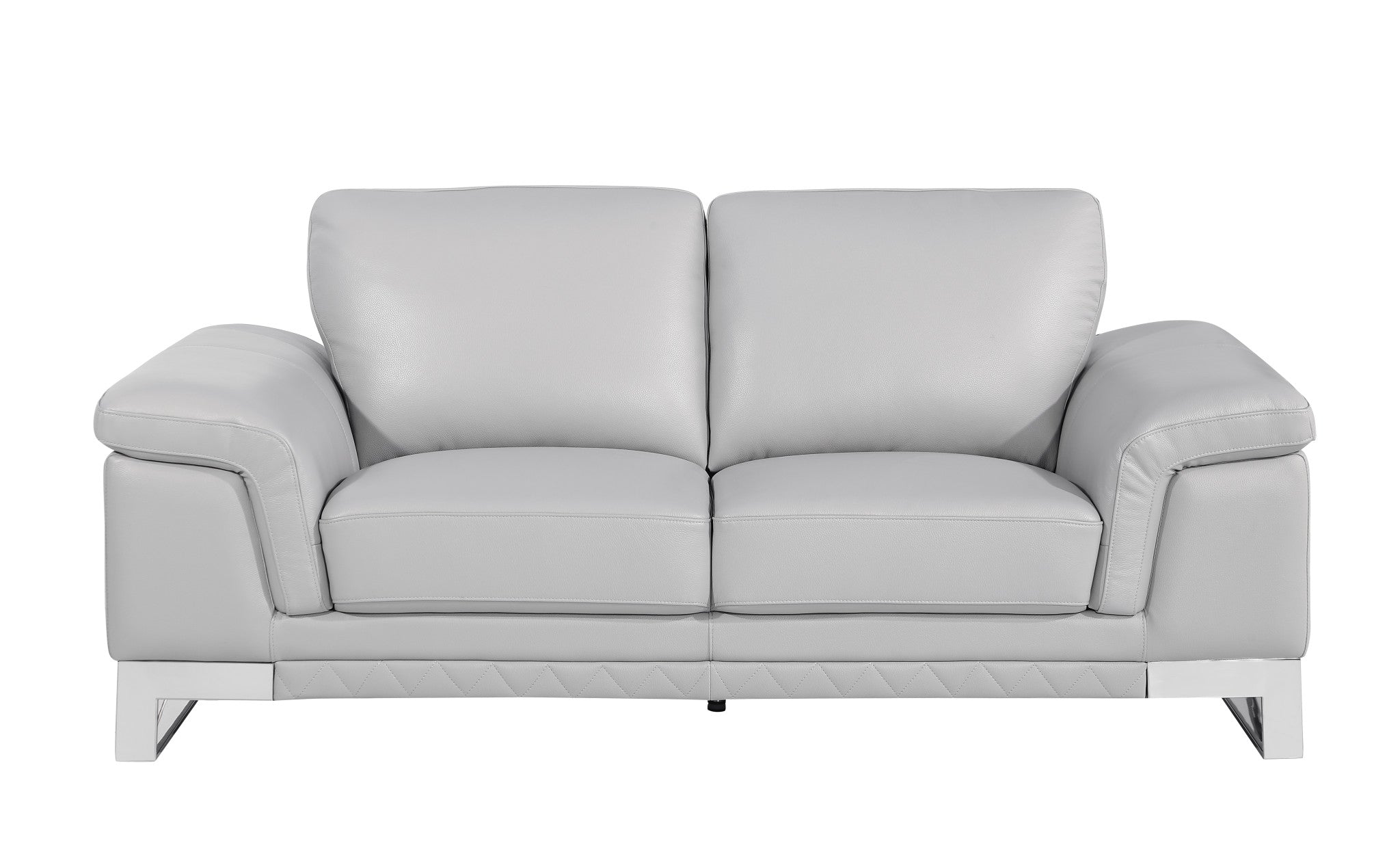 73" Light Gray And Silver Genuine Leather Loveseat-2