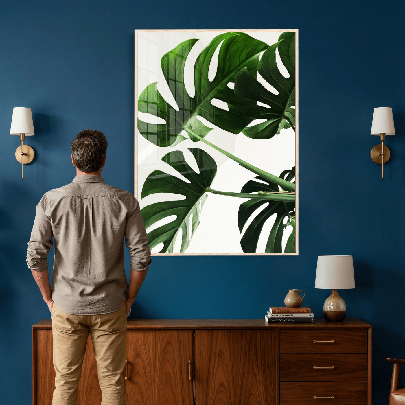 Abstract Teal Blue Wall Art Canvas Print, Modern Abstract