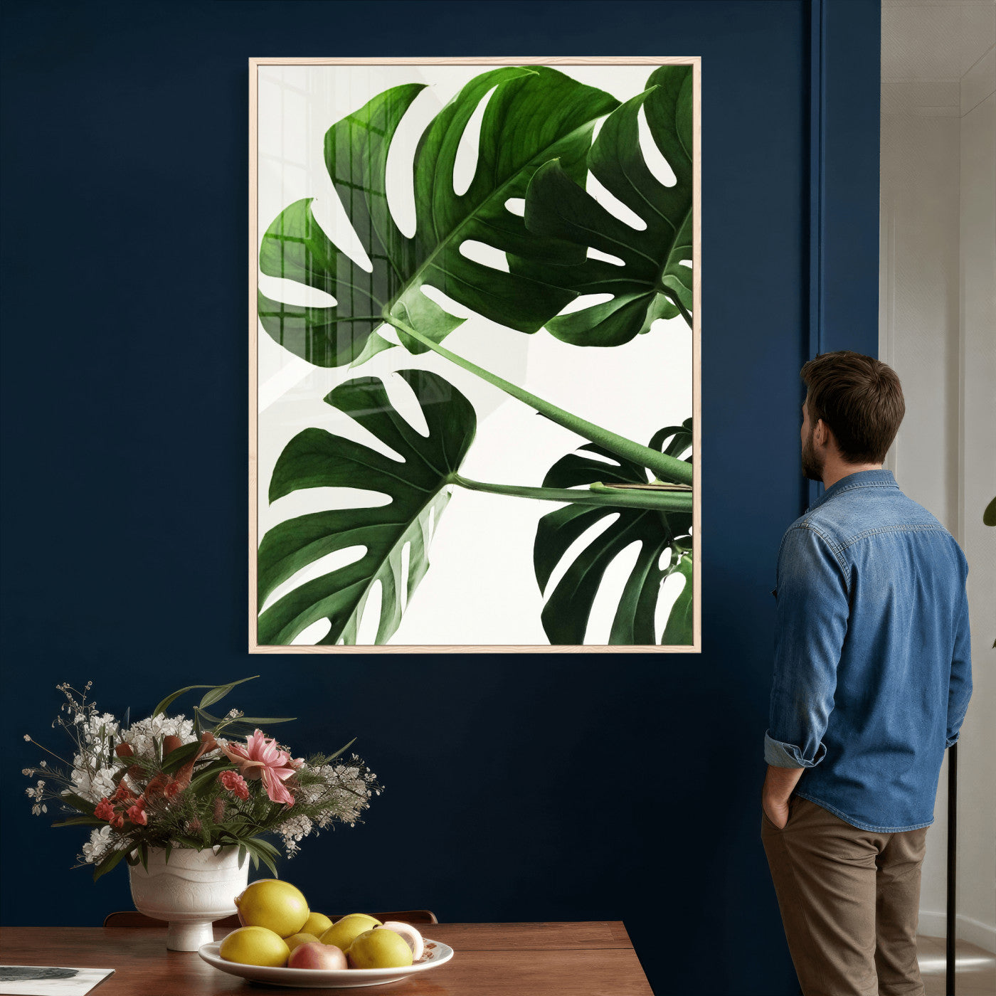 Abstract Teal Blue Wall Art Canvas Print, Modern Abstract
