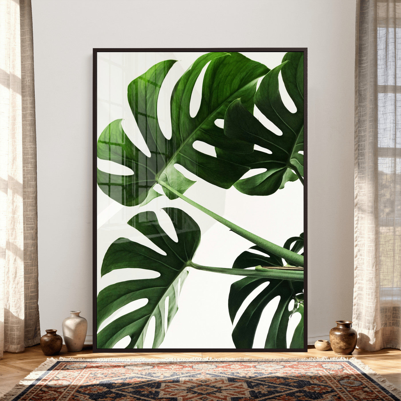 Abstract Teal Blue Wall Art Canvas Print, Modern Abstract