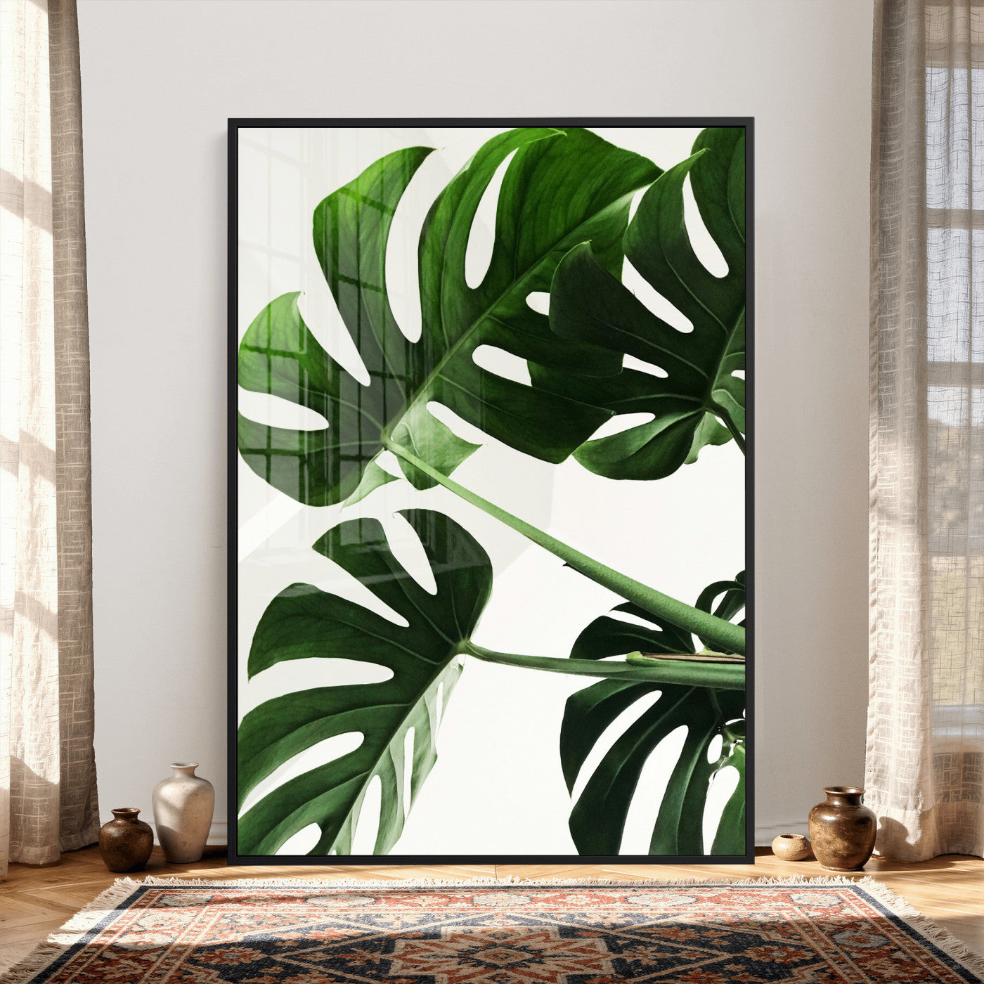 Abstract Teal Blue Wall Art Canvas Print, Modern Abstract
