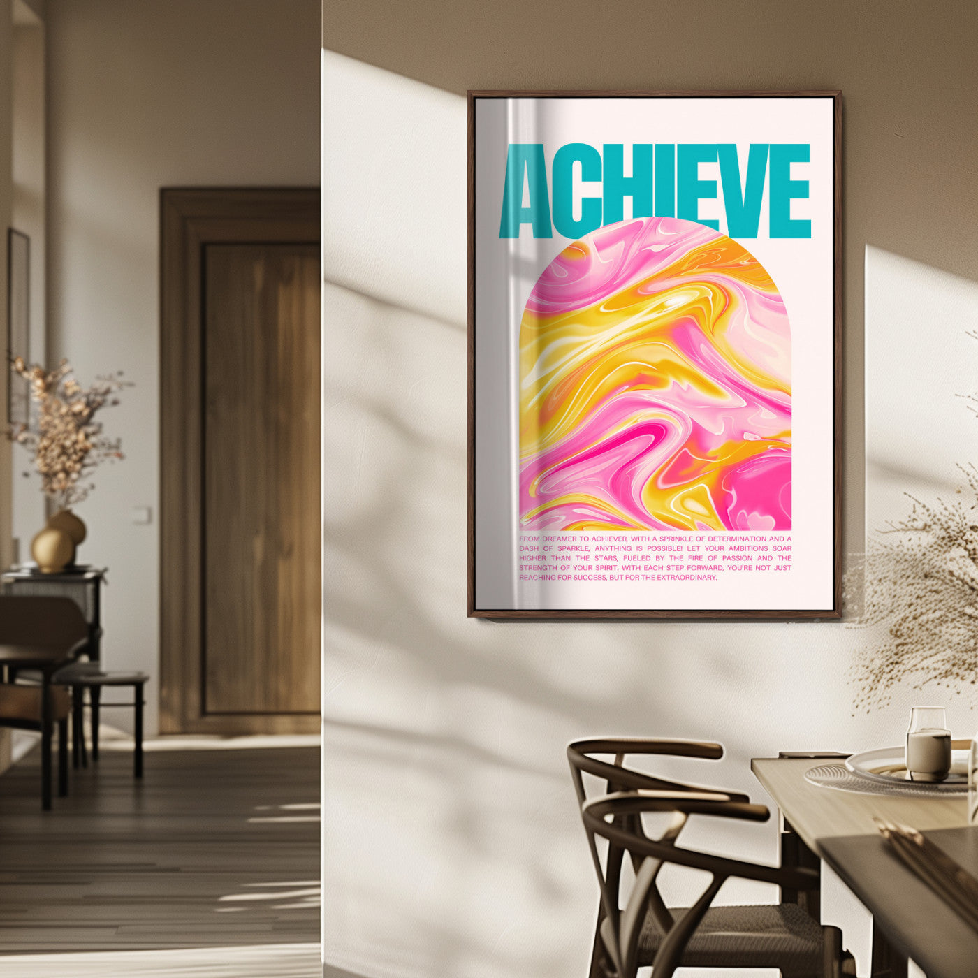 Achieve Motivational Wall Art – Colorful Abstract Swirl