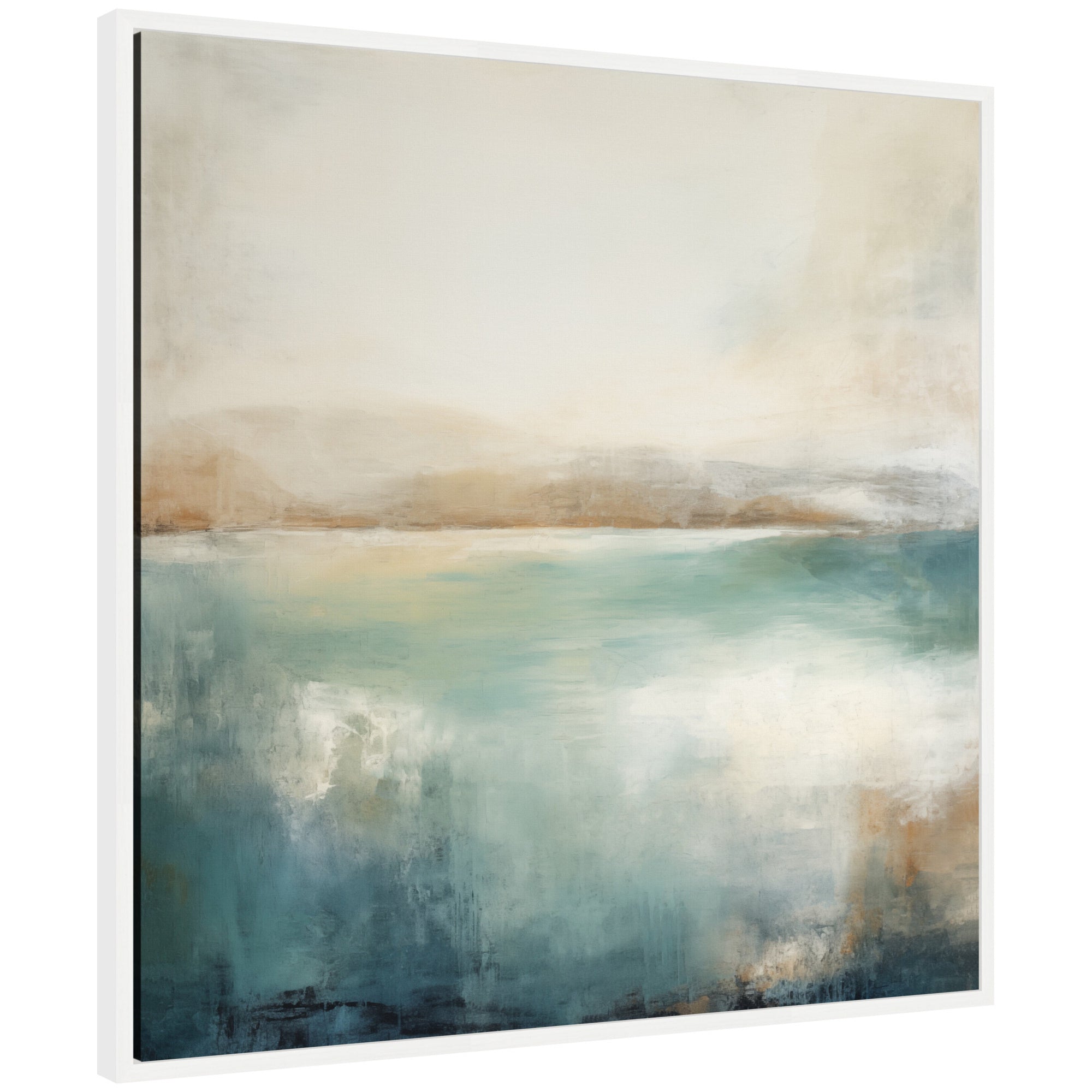 Sylvie Abstract Calming Lake Landscape Framed Canvas by The Creative Bunch Studio