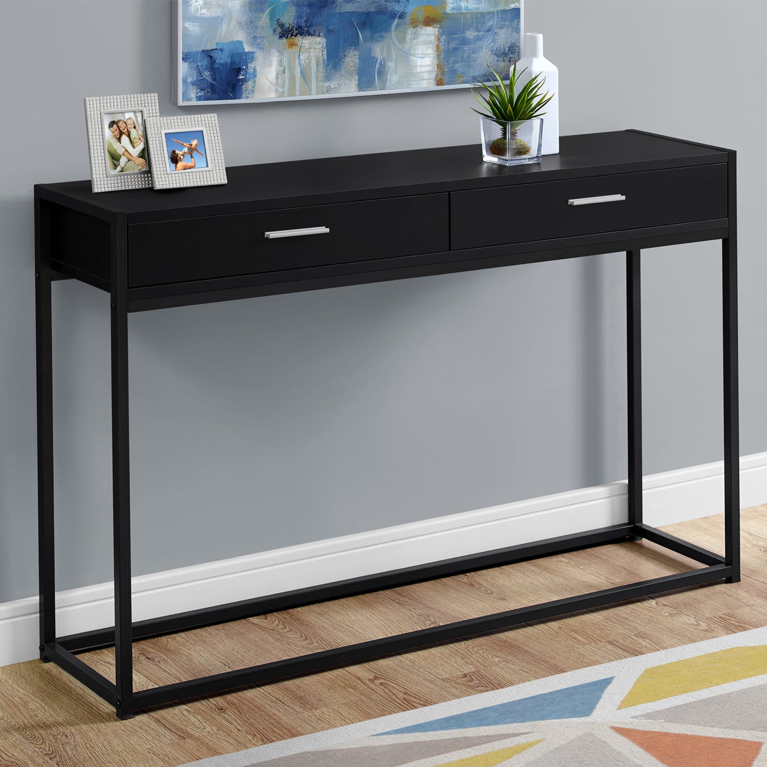 48" Black Frame Console Table-4