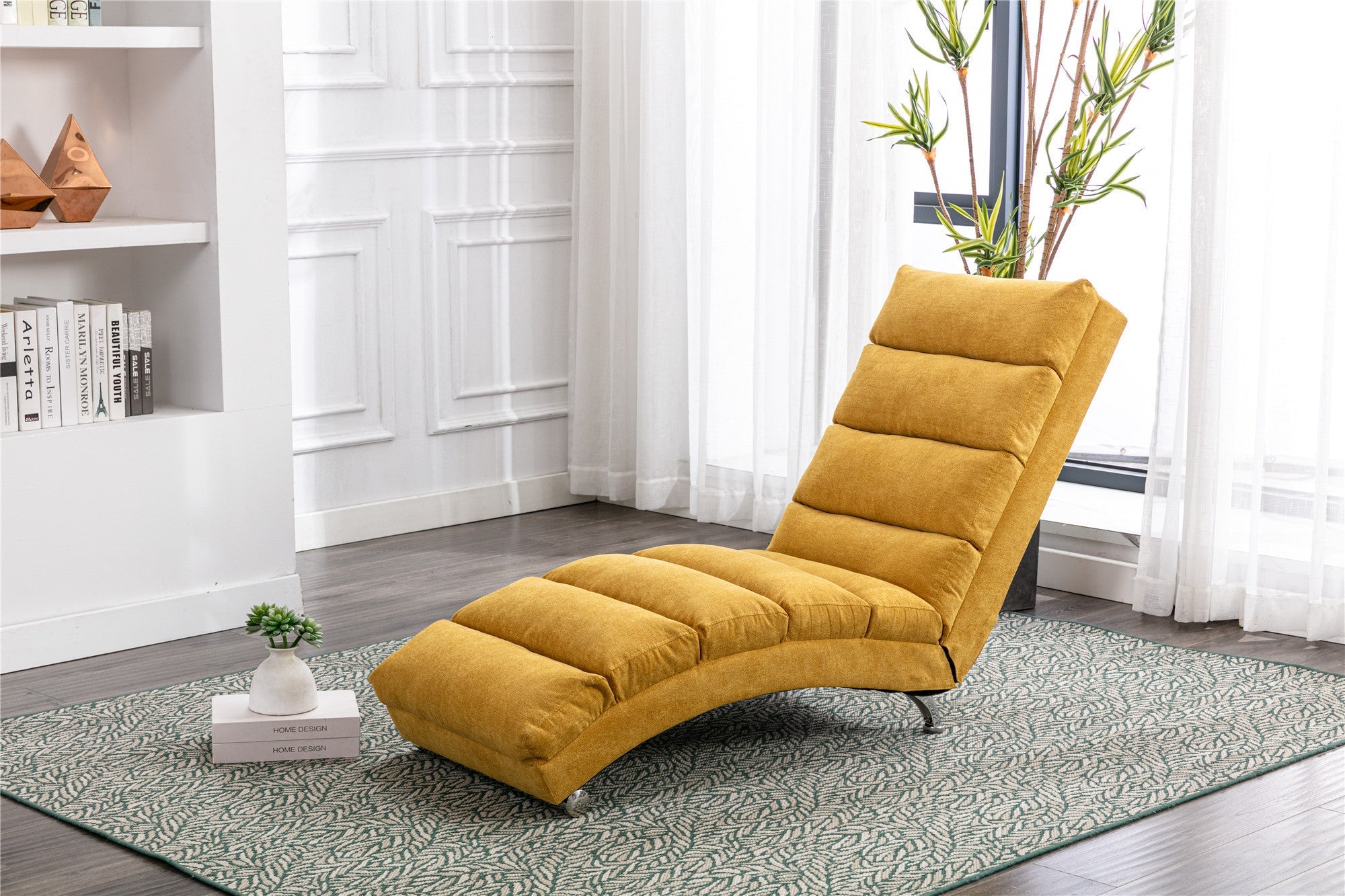 Linen Chaise Lounge Modern Message Chair-1