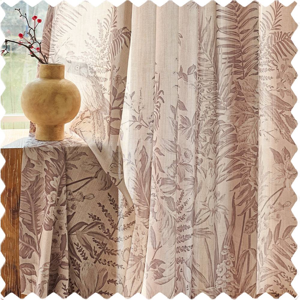 Aria Bottom-Half Toile Print Sheer Curtains