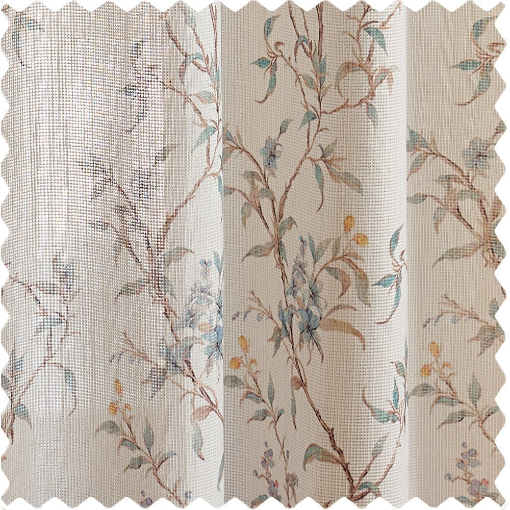 Spring Natural Cream Botanical Vine Sheer Curtains
