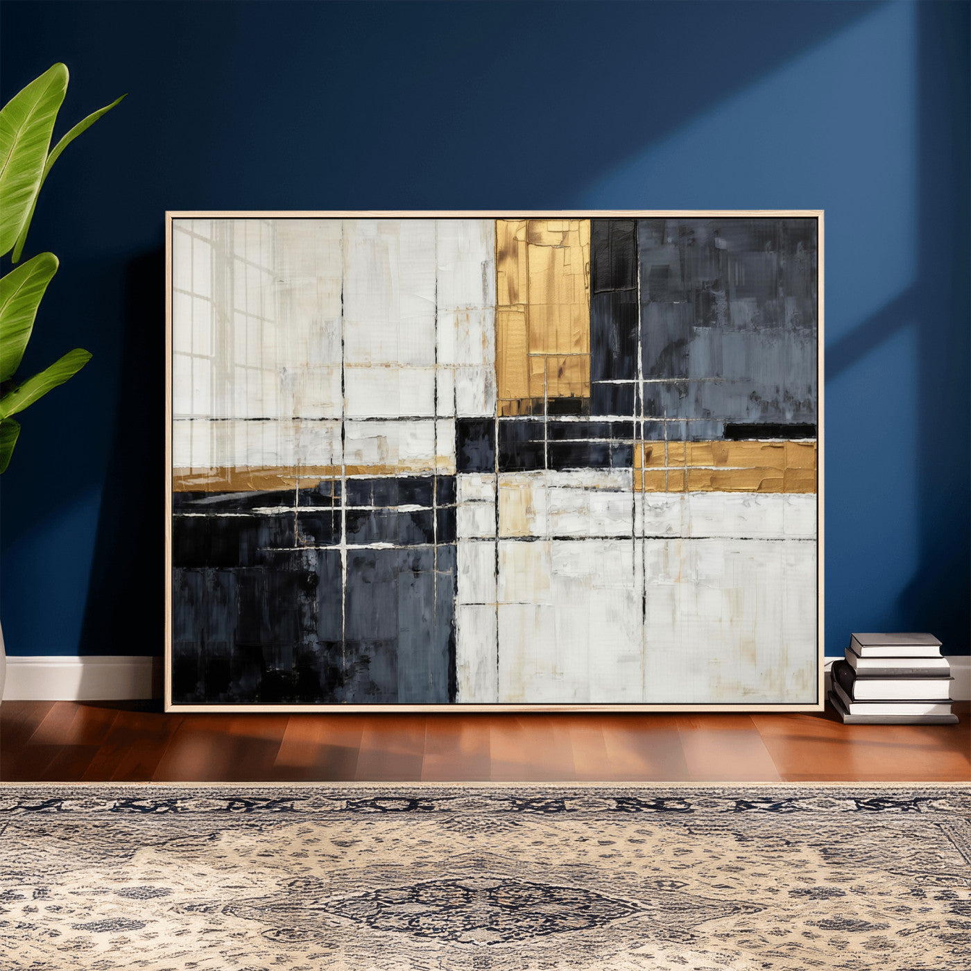 Gold Abstract Wall Art Canvas Print, Modern Luxury Geometric