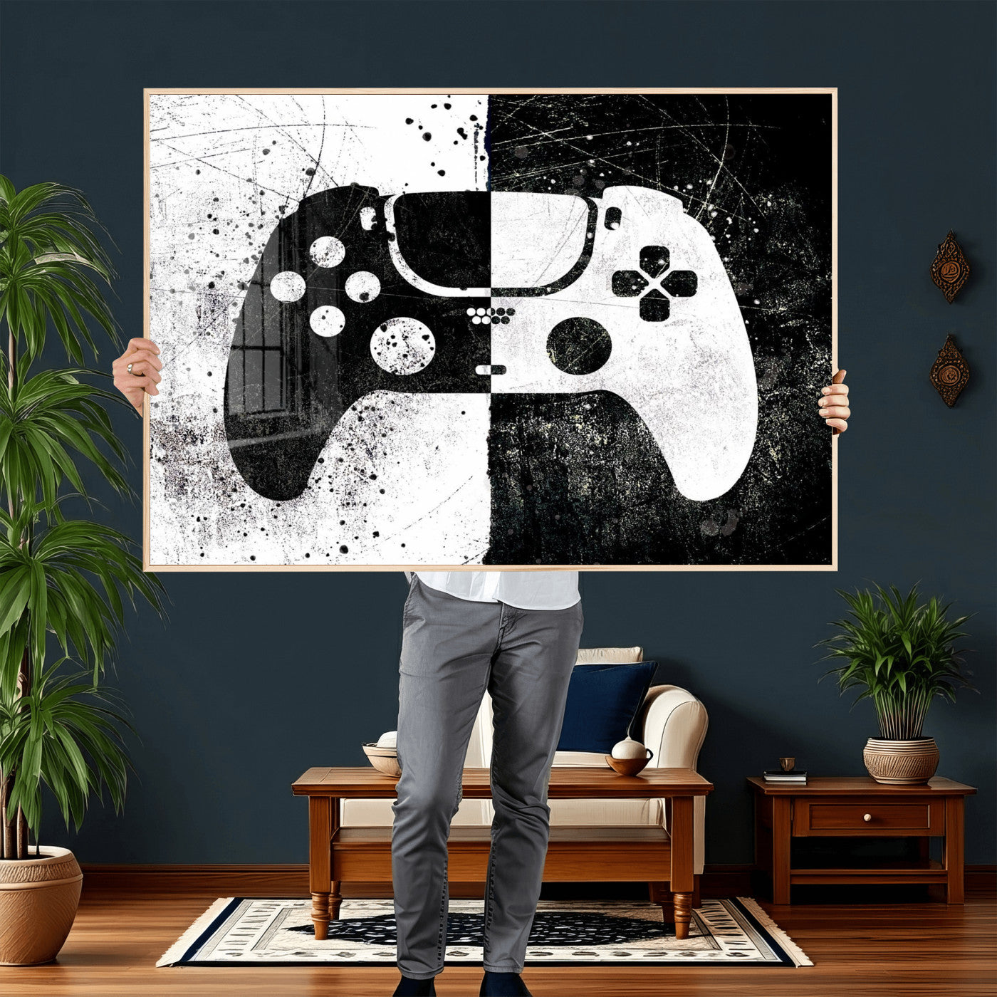Abstract Gaming Controller Wall Art Canvas Print