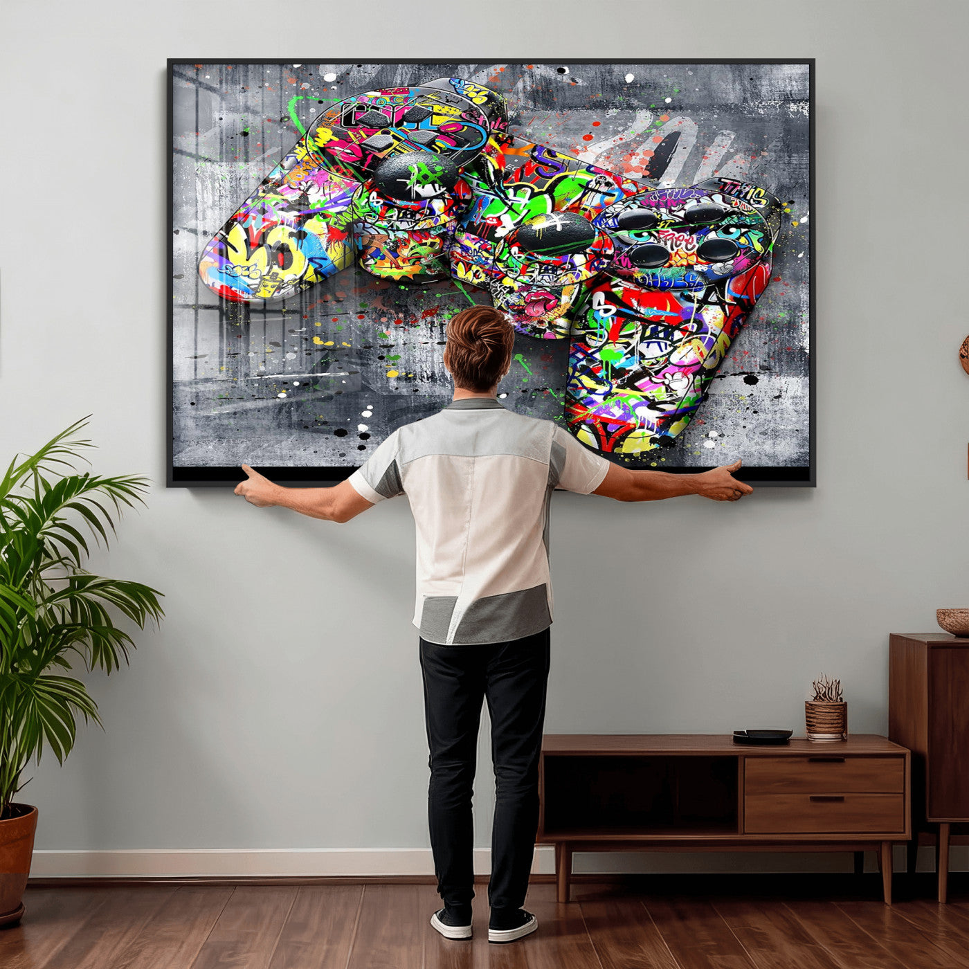 Graffiti Gaming Canvas Wall Art For Bedroom - Gaming Wall