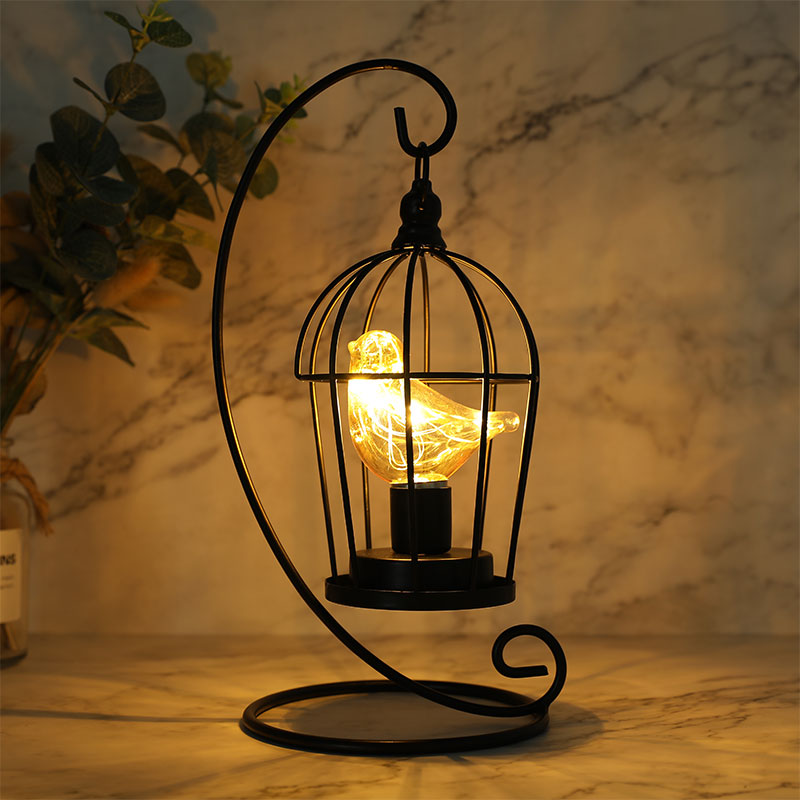 12" Tall Battery Operated Birdcage Lamp-0