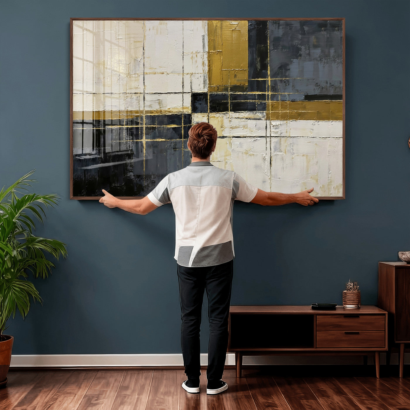 Abstract Gold and Black Wall Art Canvas Print – Modern