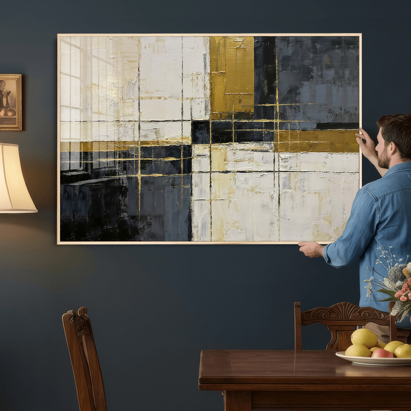 Abstract Gold and Black Wall Art Canvas Print – Modern