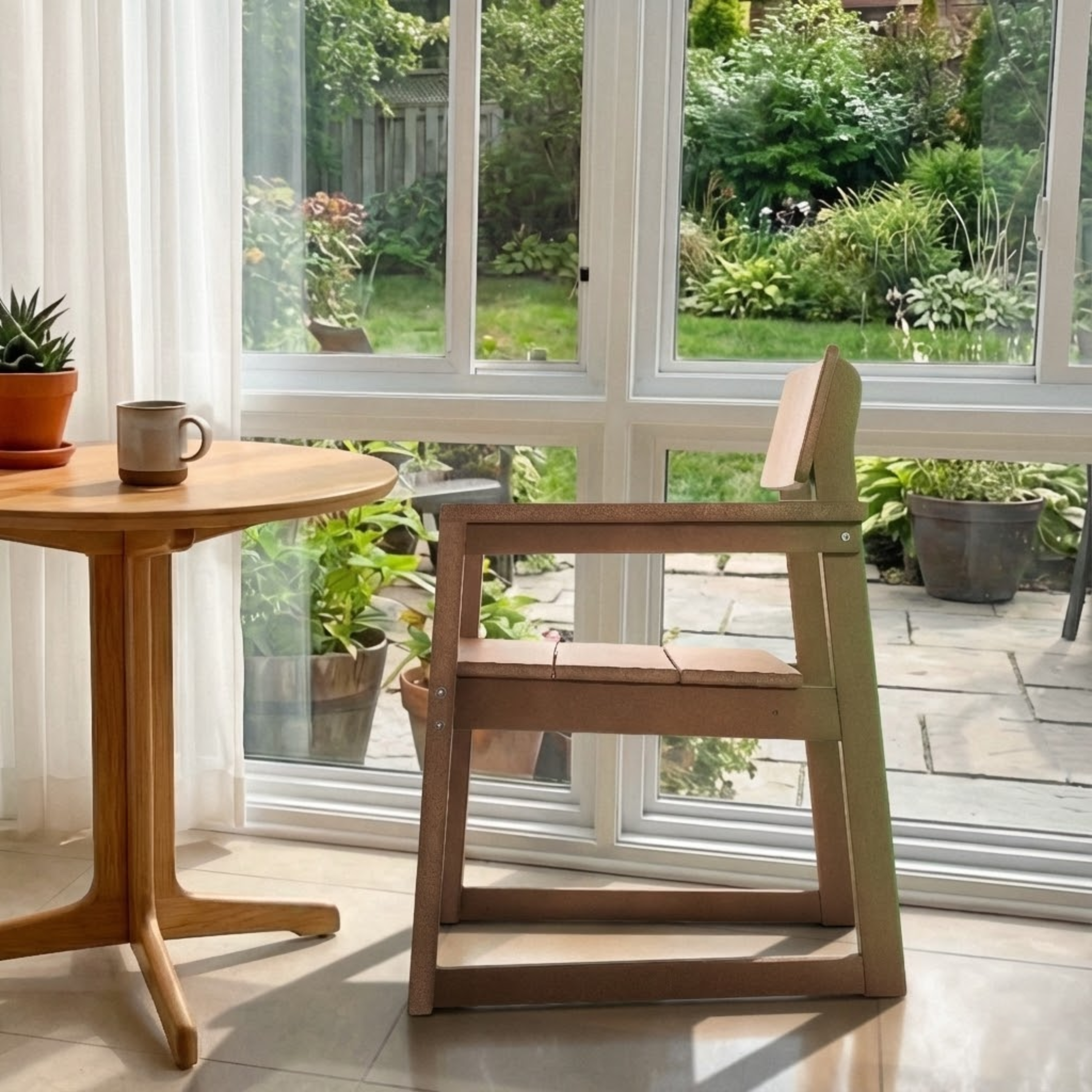 HDPE Outdoor Dining Armchairs with Backrest and Armrests