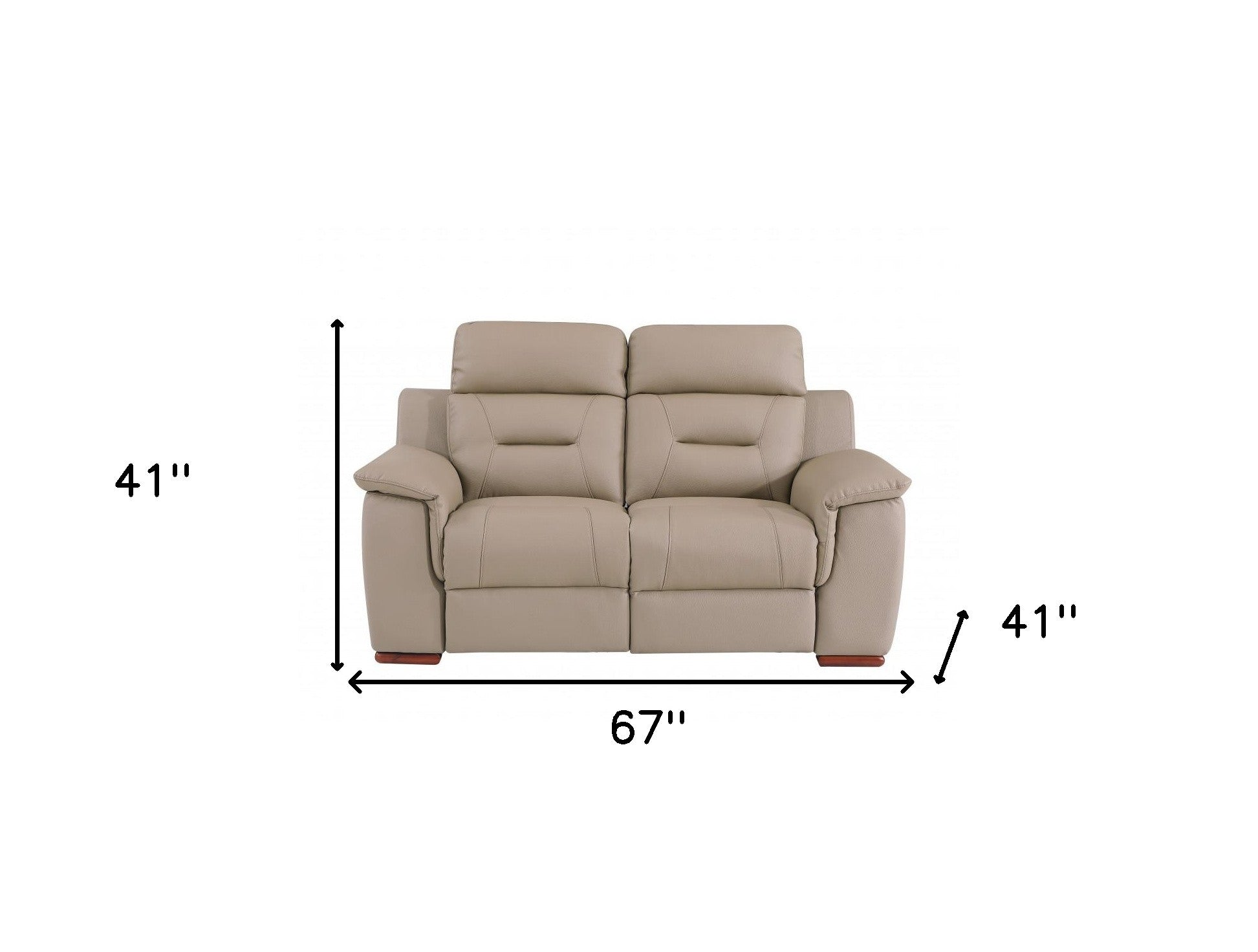 67" Beige And Brown Faux Leather Manual Reclining Loveseat-6