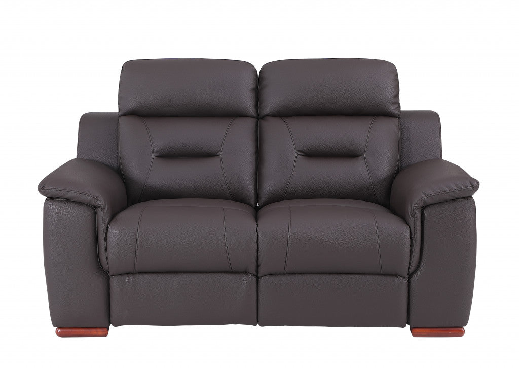 67" Brown Faux Leather Manual Reclining Loveseat-0