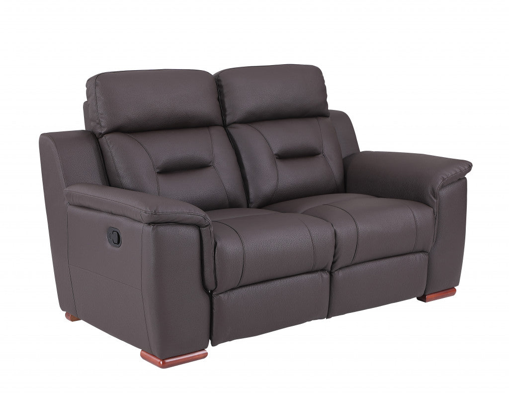 67" Brown Faux Leather Manual Reclining Loveseat-2