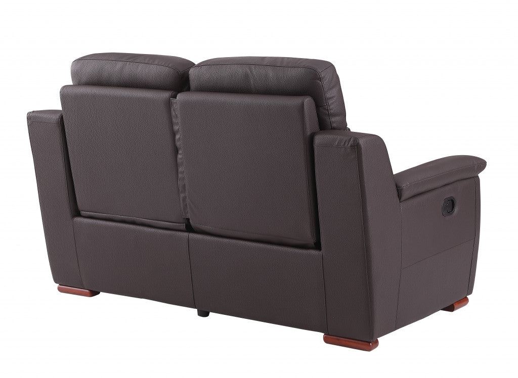 67" Brown Faux Leather Manual Reclining Loveseat-3