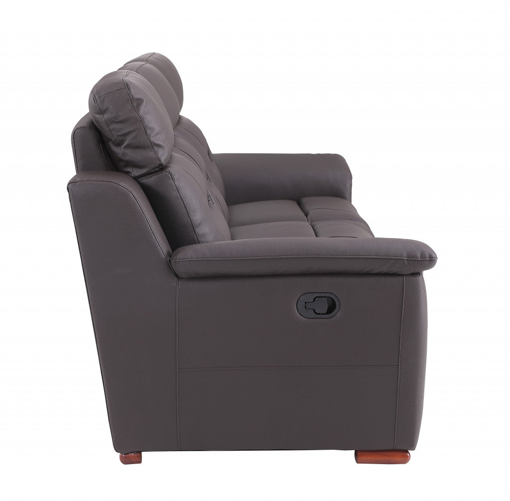 67" Brown Faux Leather Manual Reclining Loveseat-5