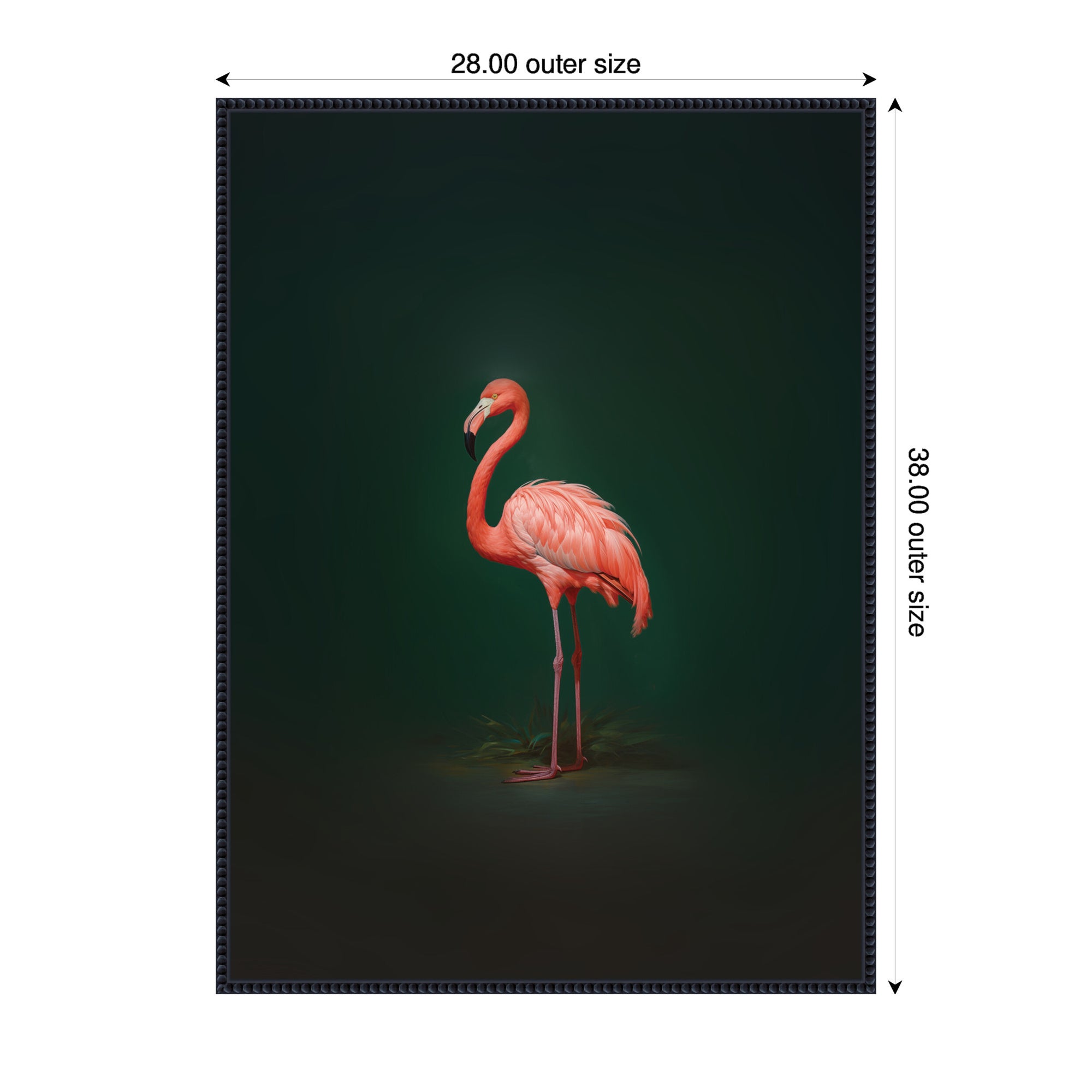 Flamingo Side View Rich Green Backdrop by The Creative Bunch Studio Framed Canvas Wall Art Print
