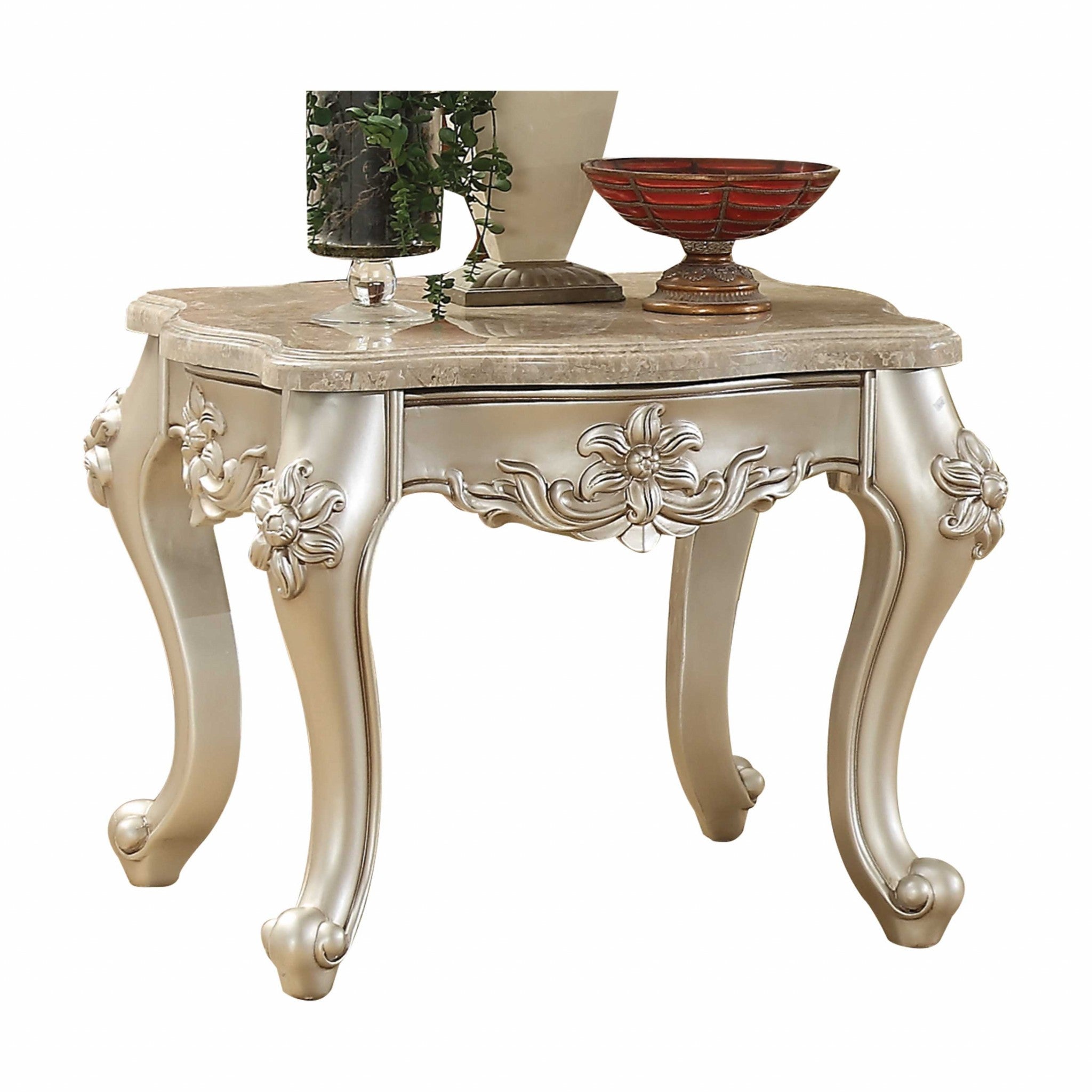 24" Champagne Faux Marble End Table-2