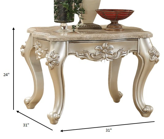 24" Champagne Faux Marble End Table-7