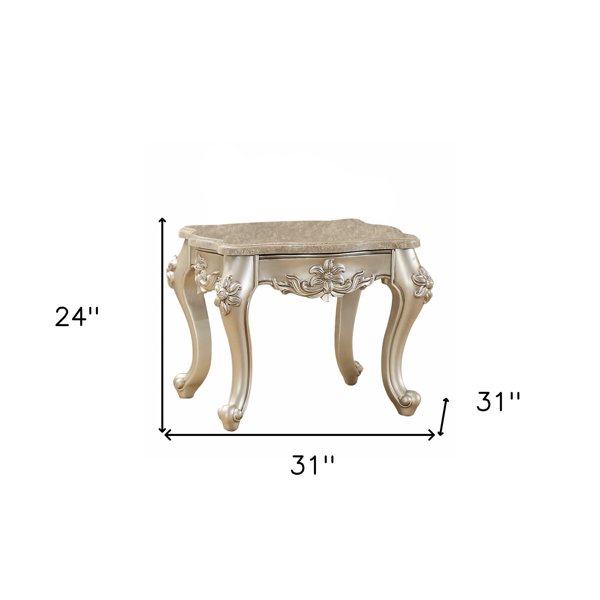 24" Champagne Faux Marble End Table-6