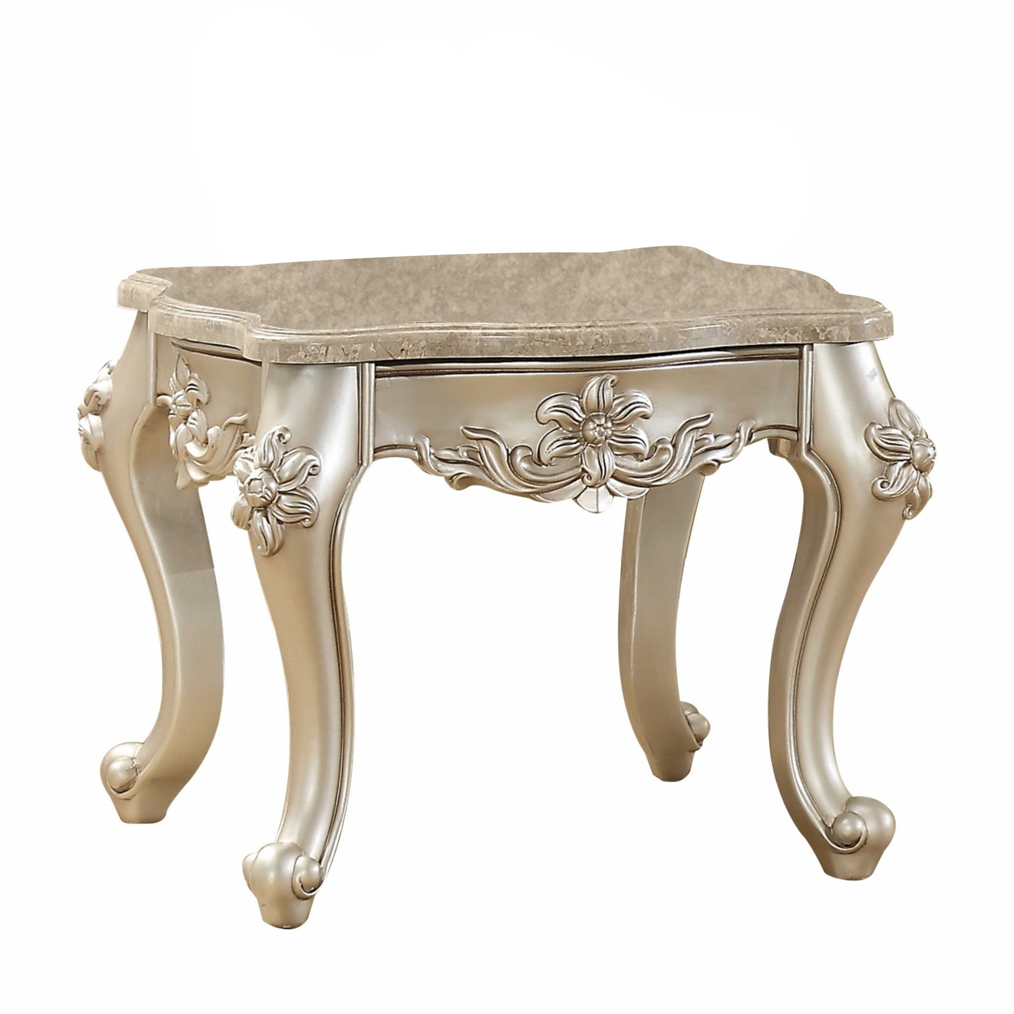 24" Champagne Faux Marble End Table-0