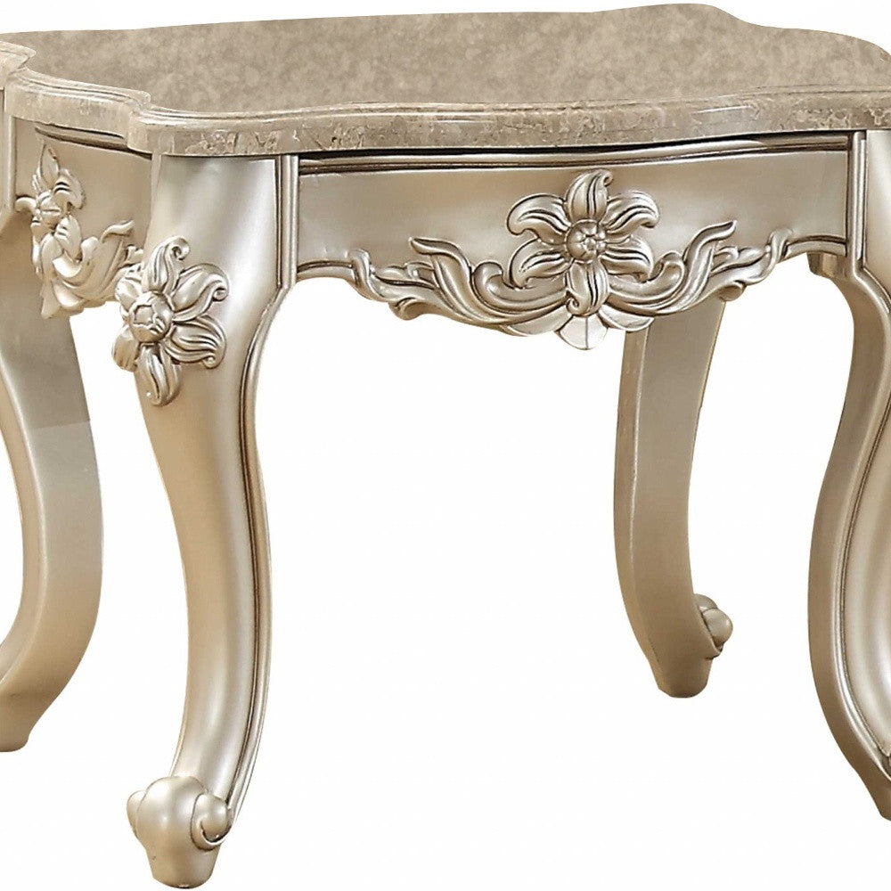 24" Champagne Faux Marble End Table-4