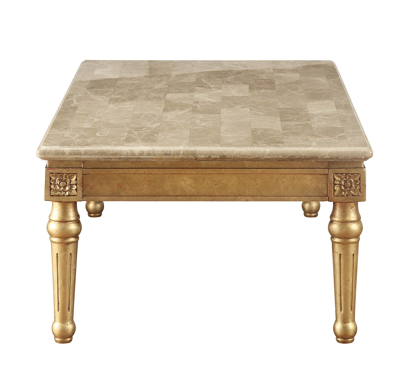 32" X 57" X 20" Marble Antique Gold Wood Coffee Table-1