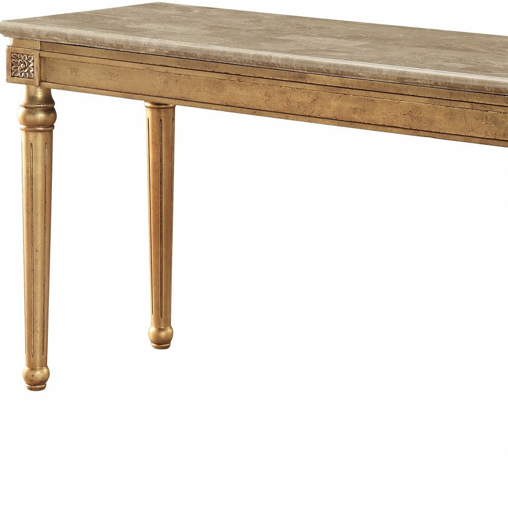 57" Brown and Gold Genuine Marble Console Table-4