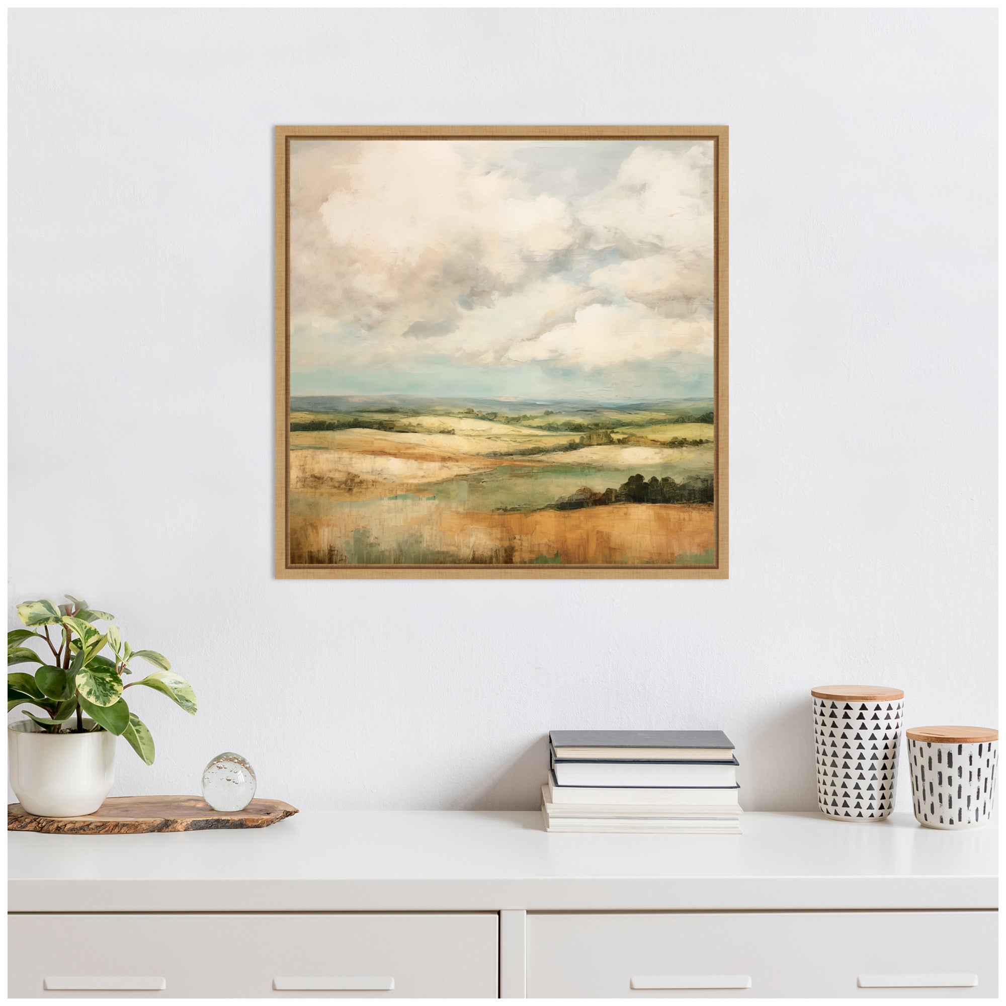 Sylvie Rolling Hills Abstract Landscape Framed Canvas by The Creative Bunch Studio