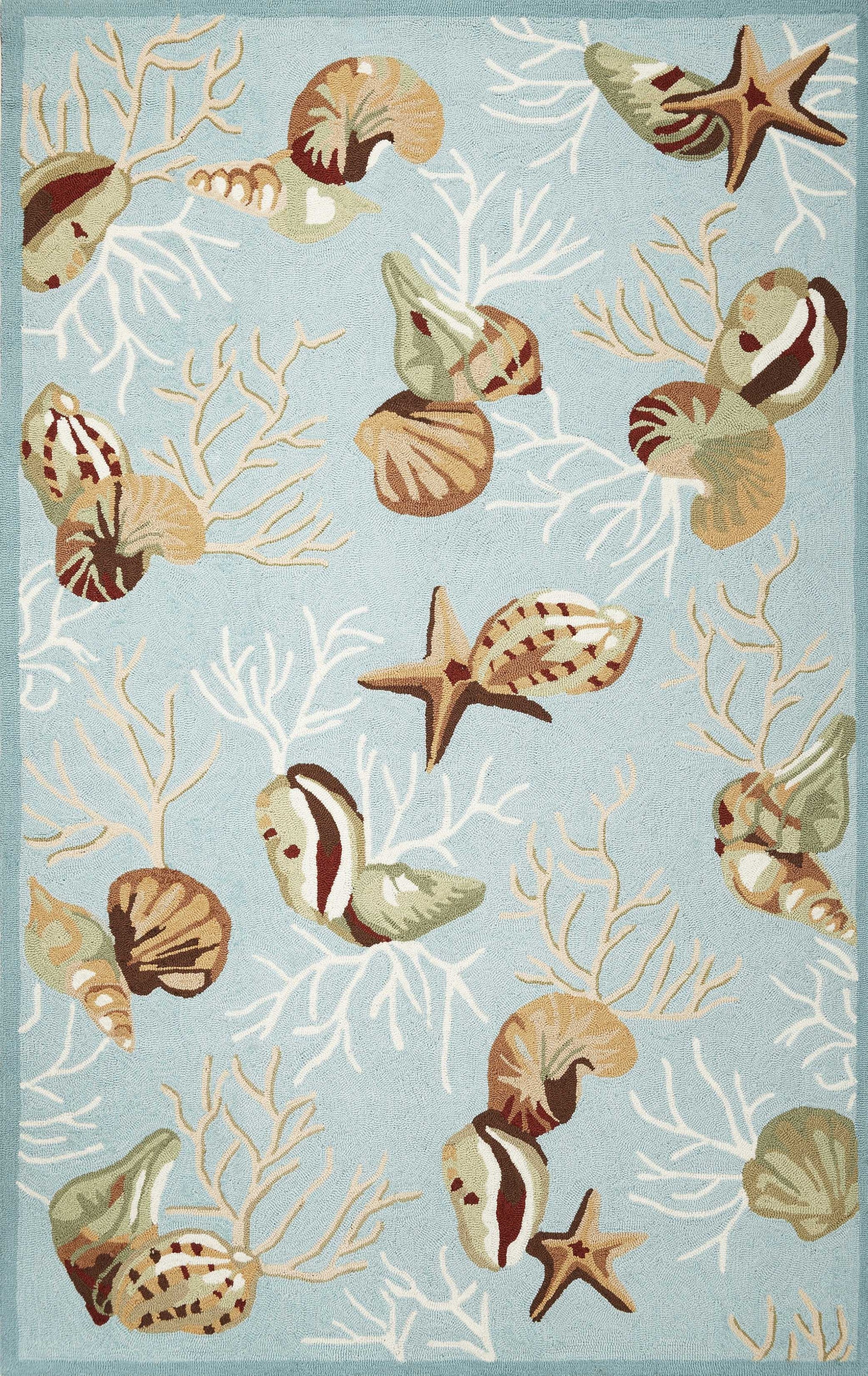 3' X 5' Blue Corals And Shells Area Rug-0