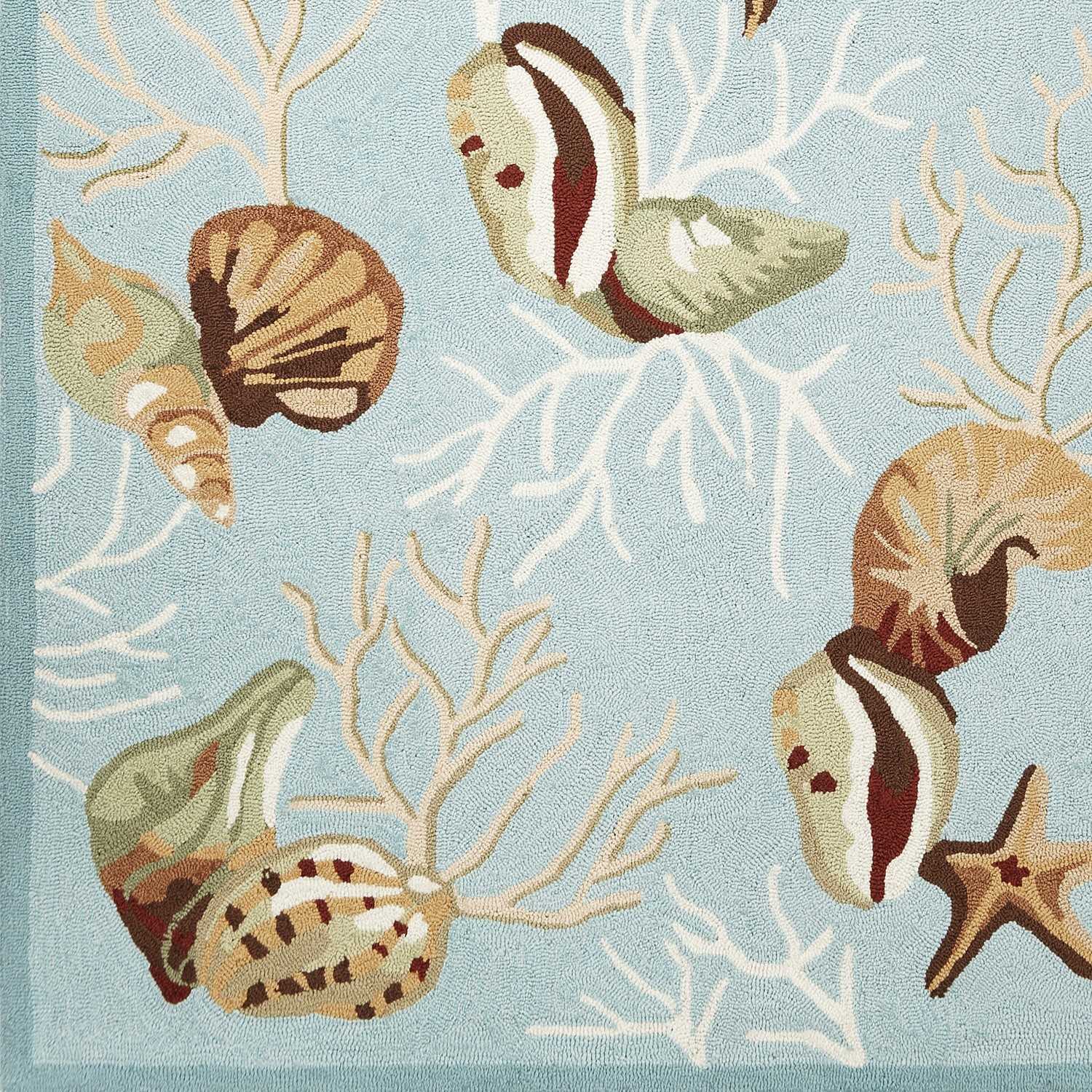 3' X 5' Blue Corals And Shells Area Rug-2