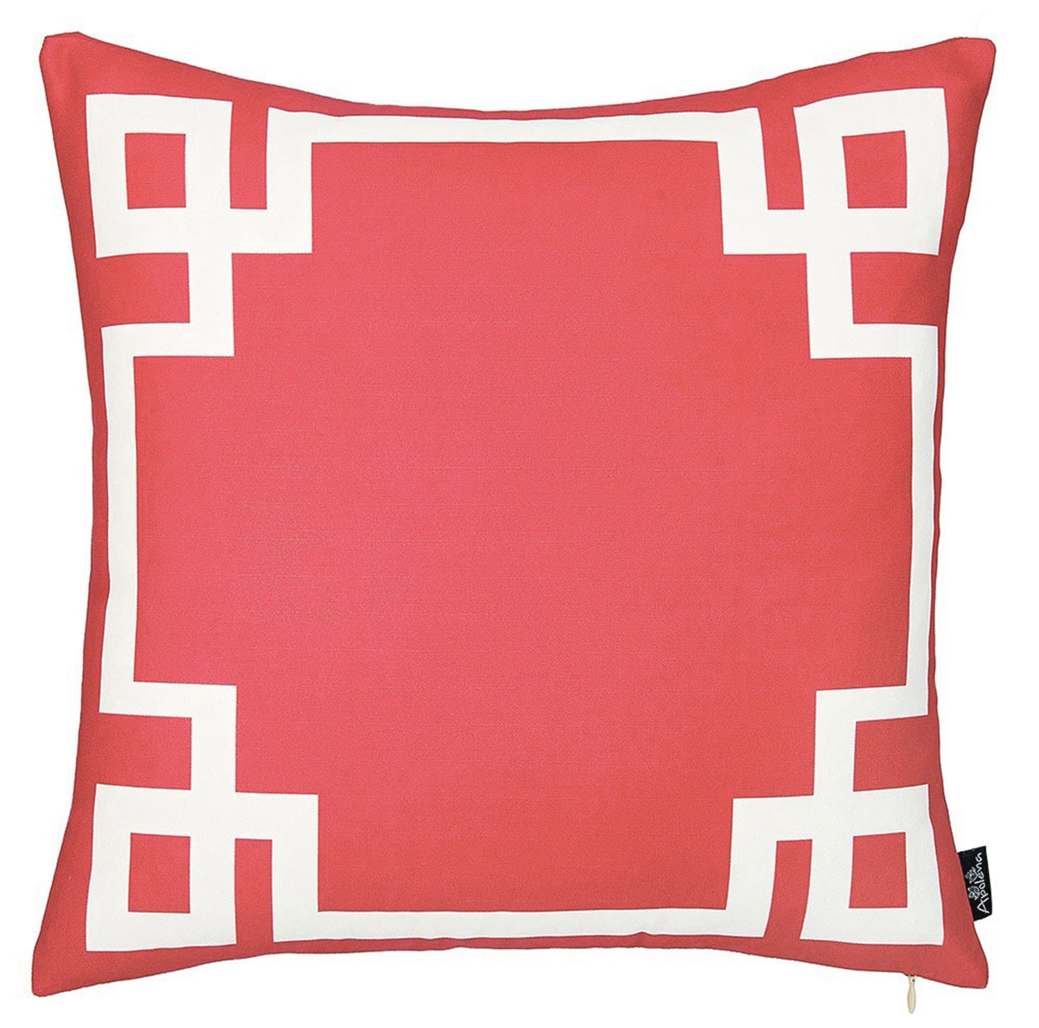 Square Red And White Geometric Decorative Throw Pillow Cover-0