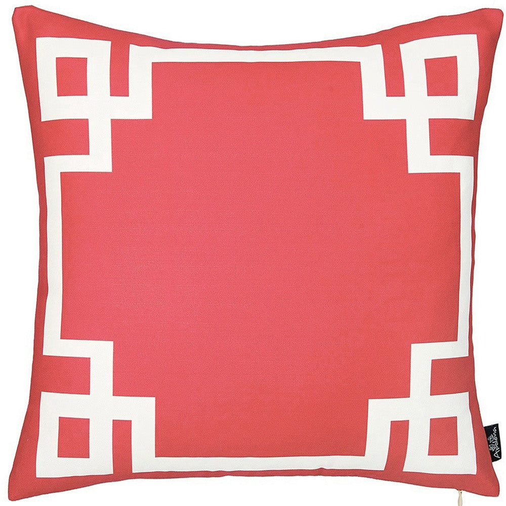 Square Red And White Geometric Decorative Throw Pillow Cover-5