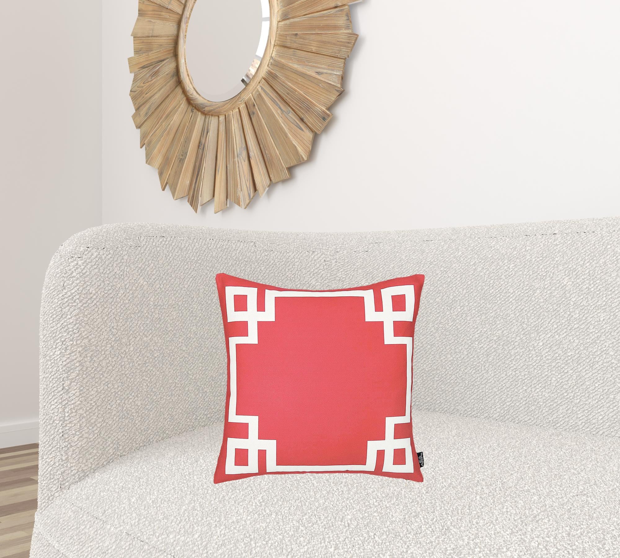 Square Red And White Geometric Decorative Throw Pillow Cover-1