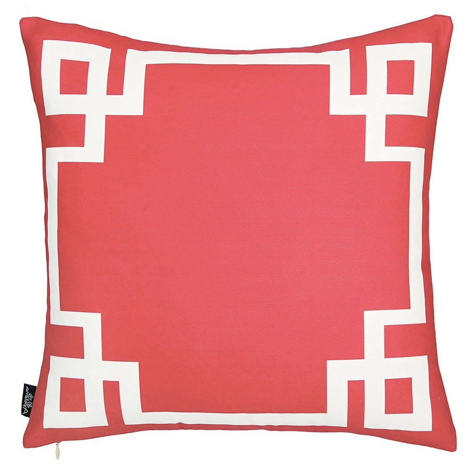 Square Red And White Geometric Decorative Throw Pillow Cover-3