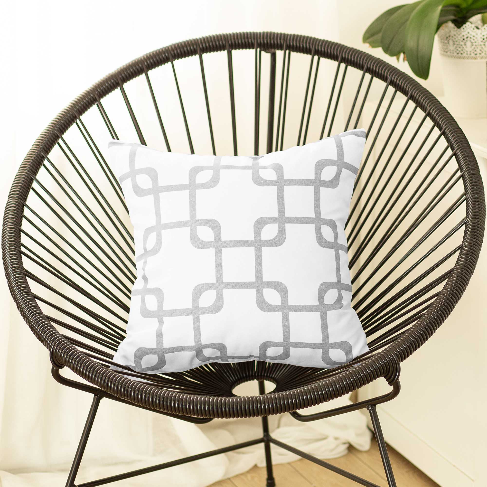 18" Gray and White Throw Pillow Cover-6