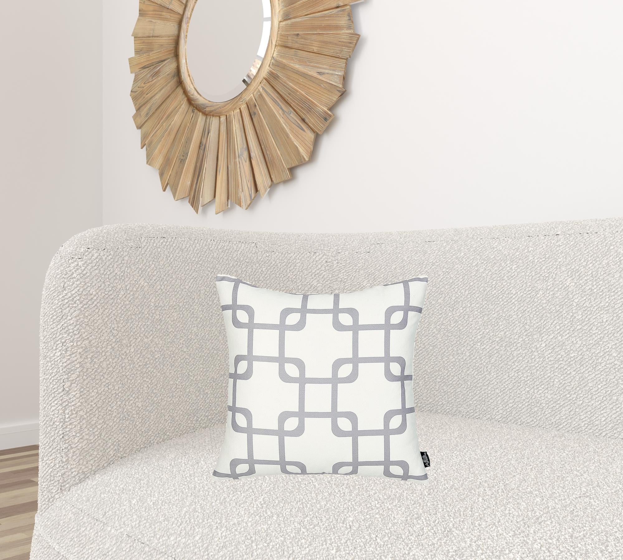 18" Gray and White Throw Pillow Cover-1