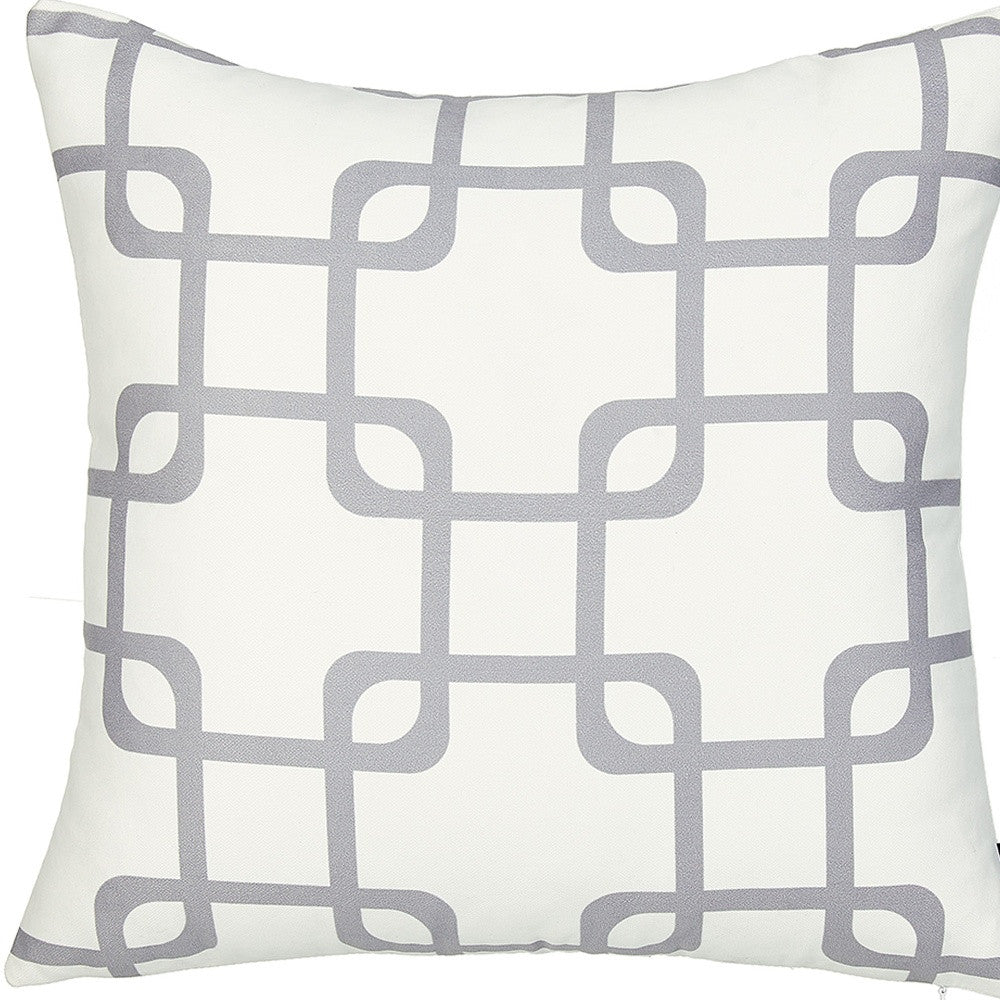 18" Gray and White Throw Pillow Cover-2