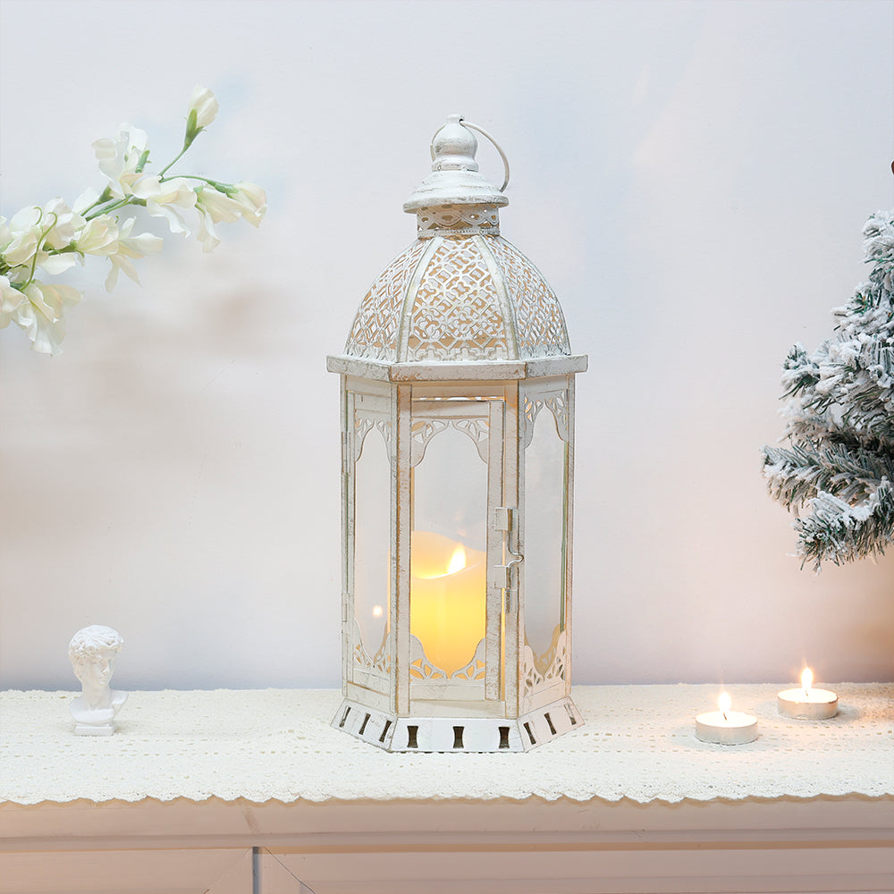 15''H Outdoor Candle Lanterns Vintage Metal Candle Holder-2