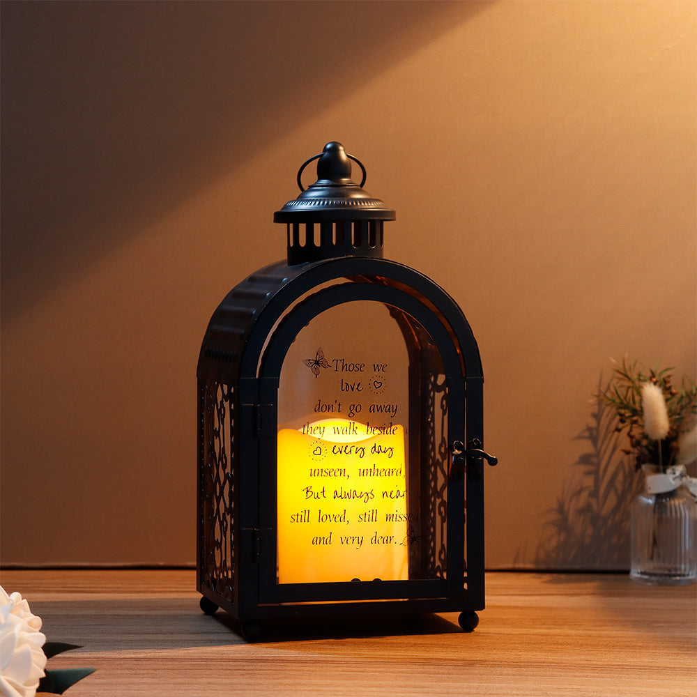 11'' High Walk Beside Us Remembrance Lantern With Automatic Timer LED Candle-4
