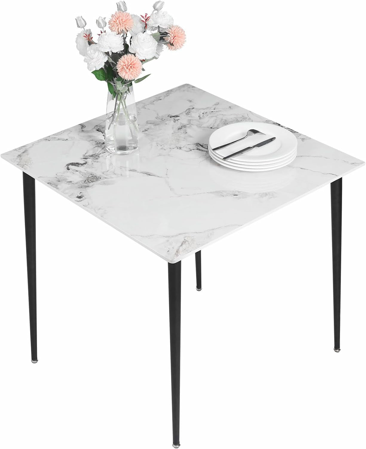 Square Sintered Stone Dining Table 31.5 Inch Modern Kitchen