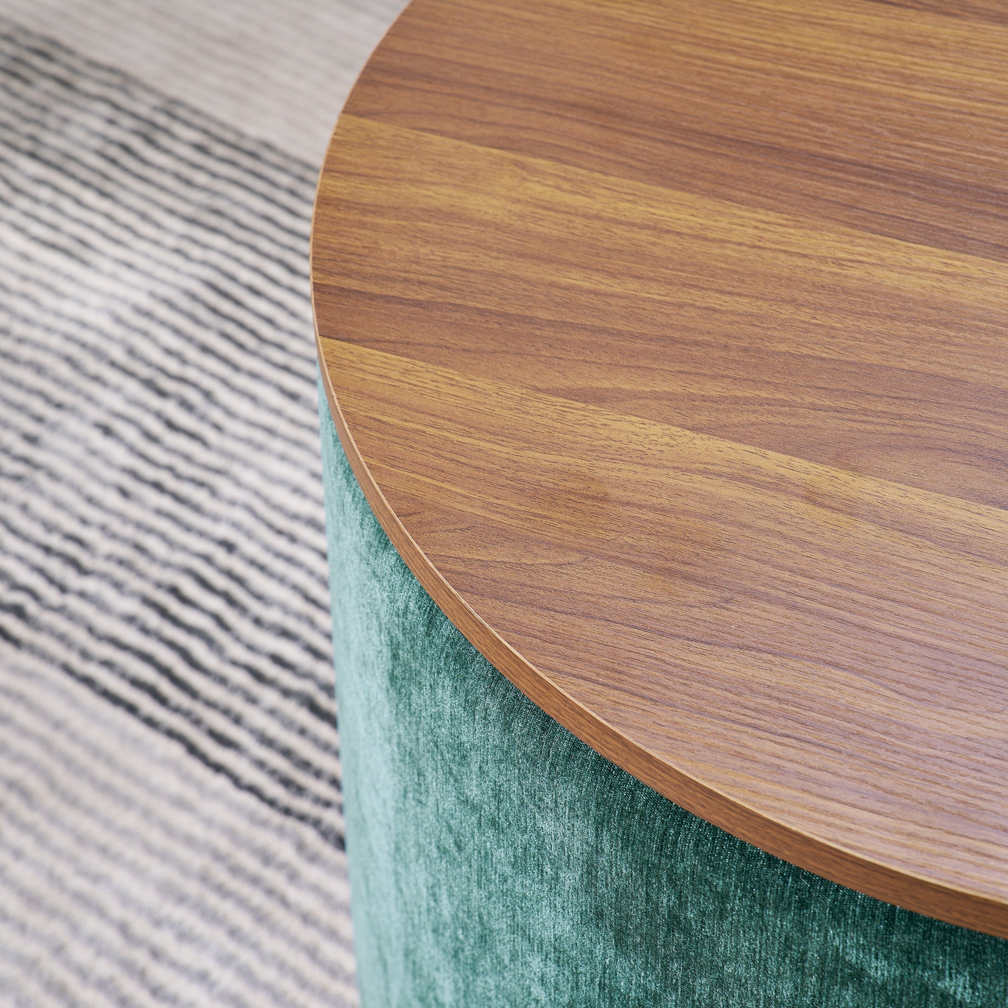 2-Piece Set Round Chenille Storage Ottoman